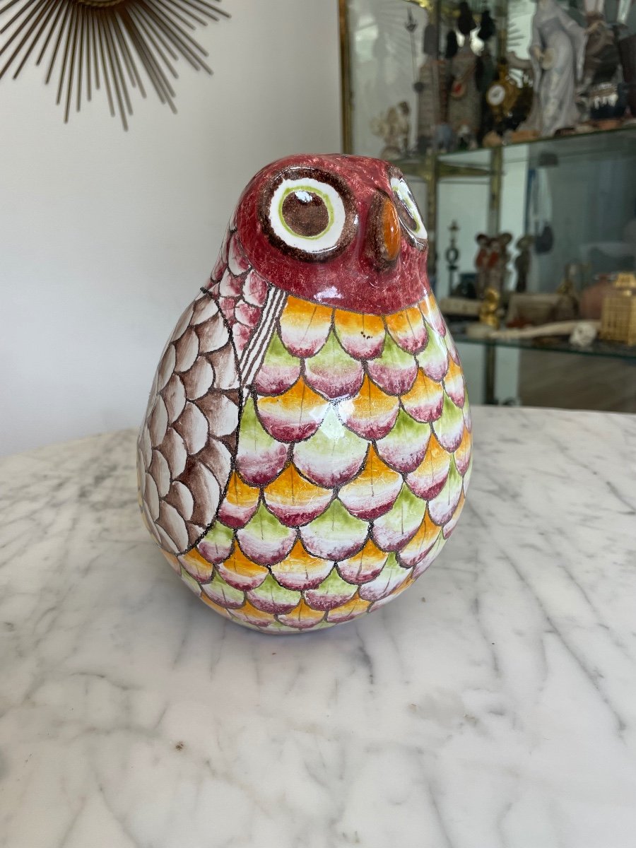 "romano Innocenti" Multicolored Ceramic Owl -photo-2