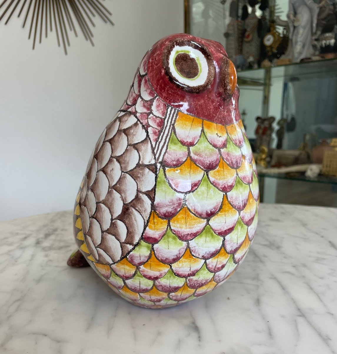 "romano Innocenti" Multicolored Ceramic Owl 