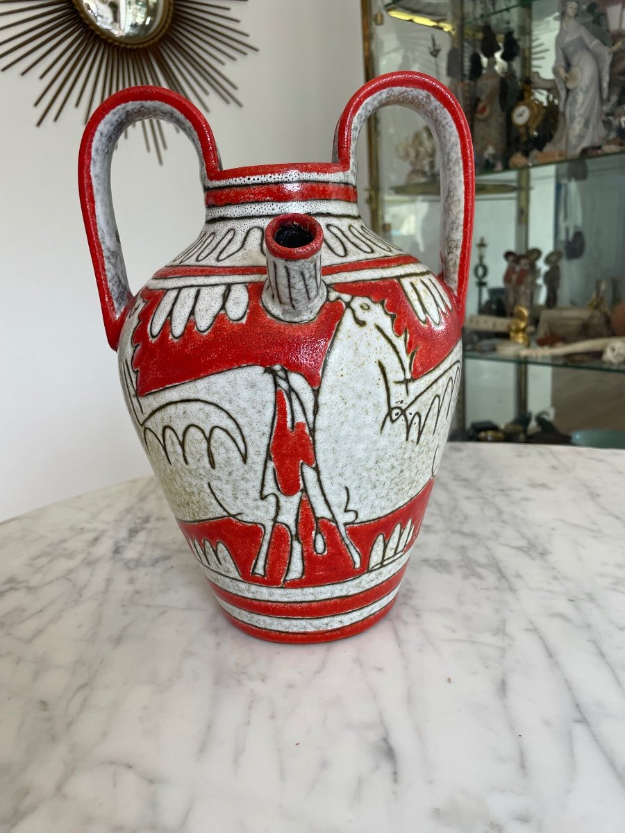 “fratelli Fanciullacci” Ceramic Horses Vase. Circa 1960-photo-2