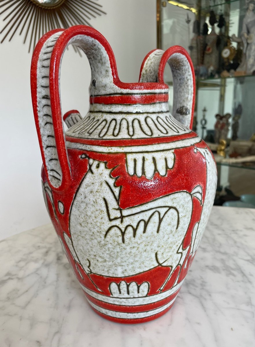 “fratelli Fanciullacci” Ceramic Horses Vase. Circa 1960-photo-4