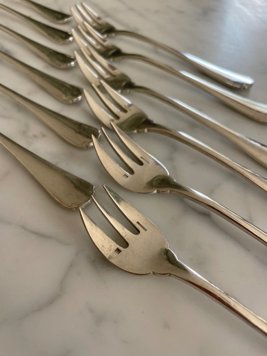 Set Of 12 Oyster Forks From Christofle -photo-1