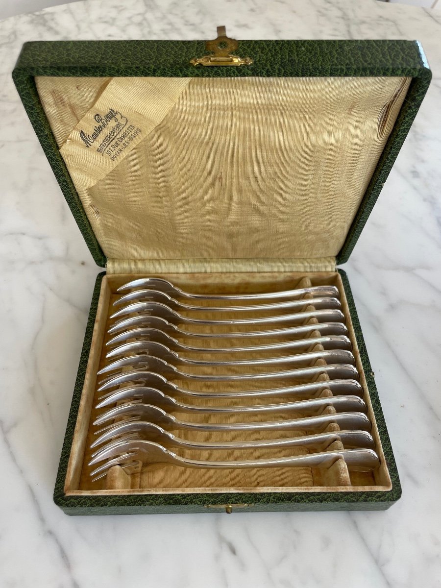 Set Of 12 Oyster Forks From Christofle -photo-3