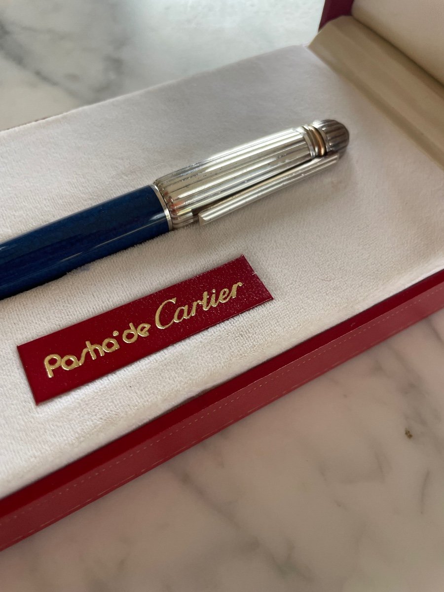 Cartier Pasha De Cartier Fountain Pen, Blue & Silver-photo-2