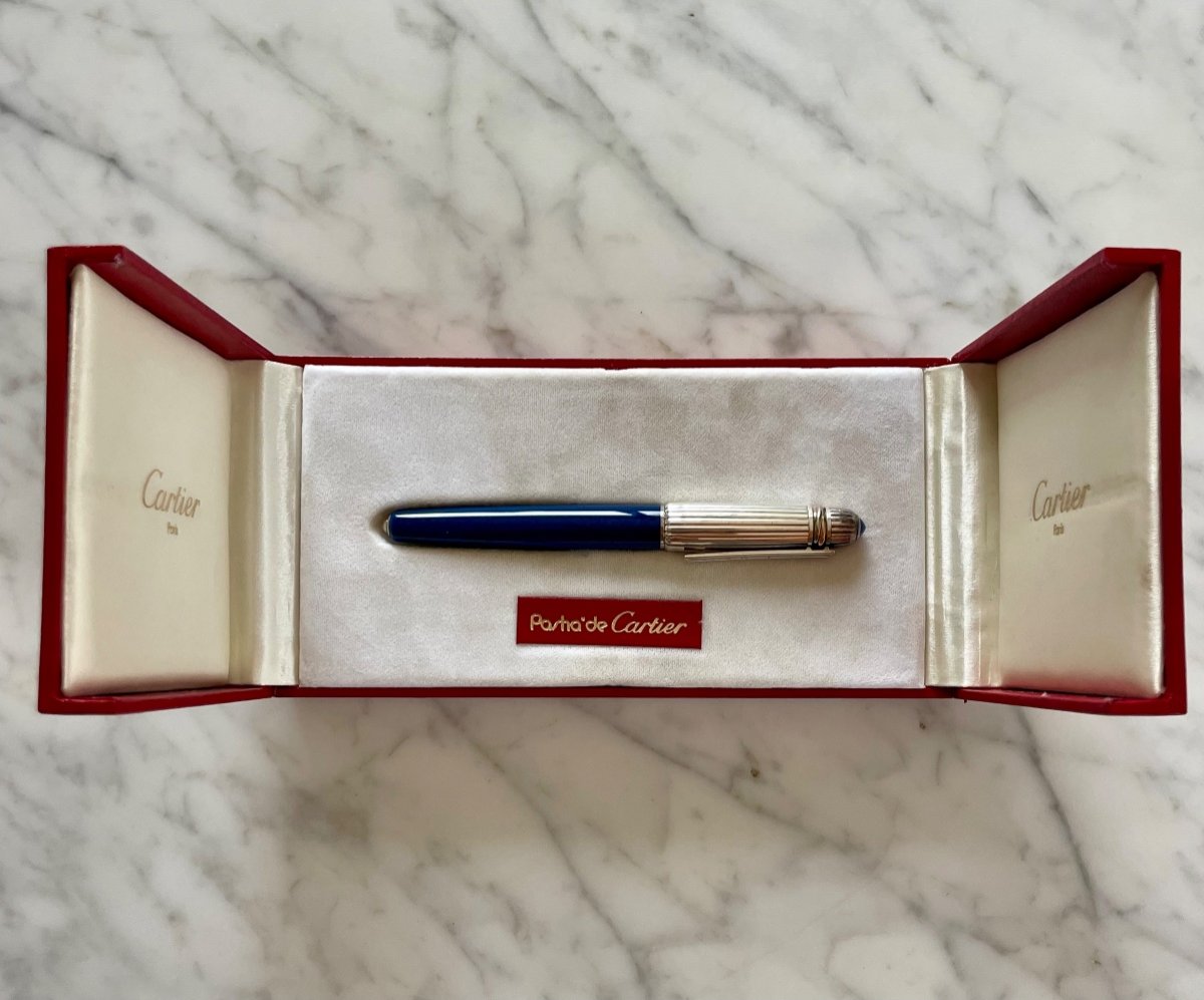 Cartier Pasha De Cartier Fountain Pen, Blue & Silver