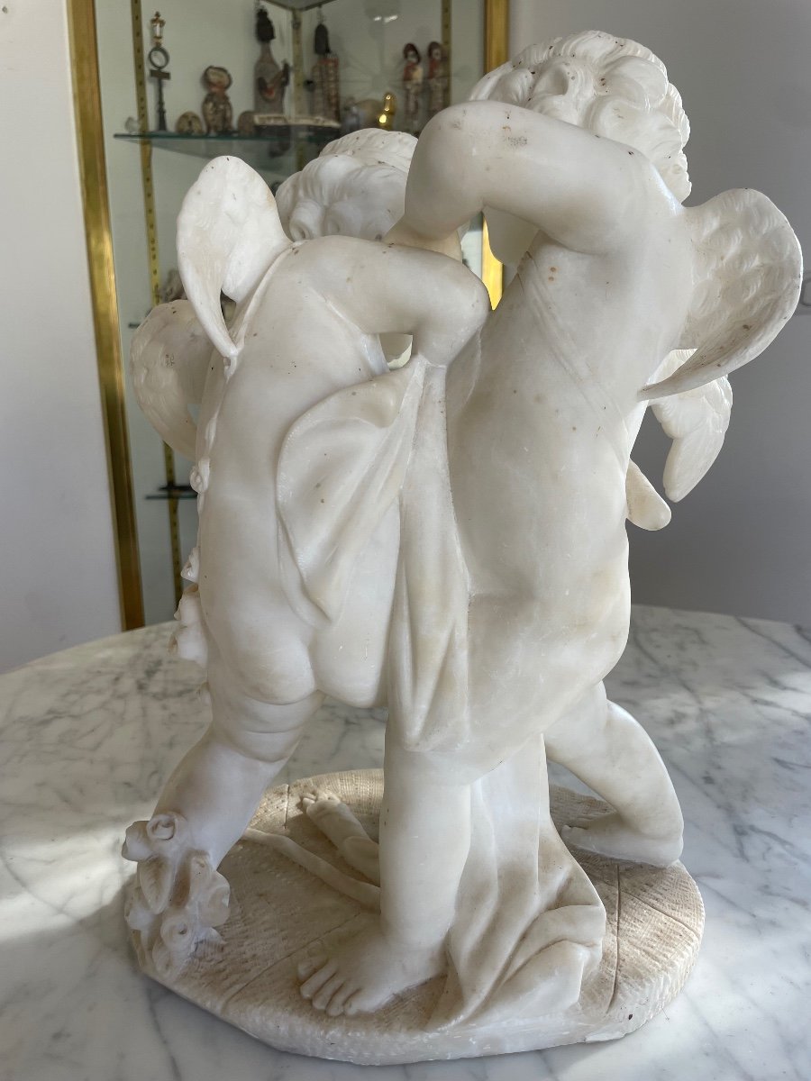 Alabaster Group After Jean-baptiste Pigalle - Circa 1900-photo-1