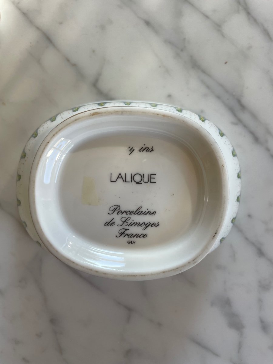 Maison Lalique. Sauciere, Modèle Lupins En Porcelaine De Limoges -photo-2