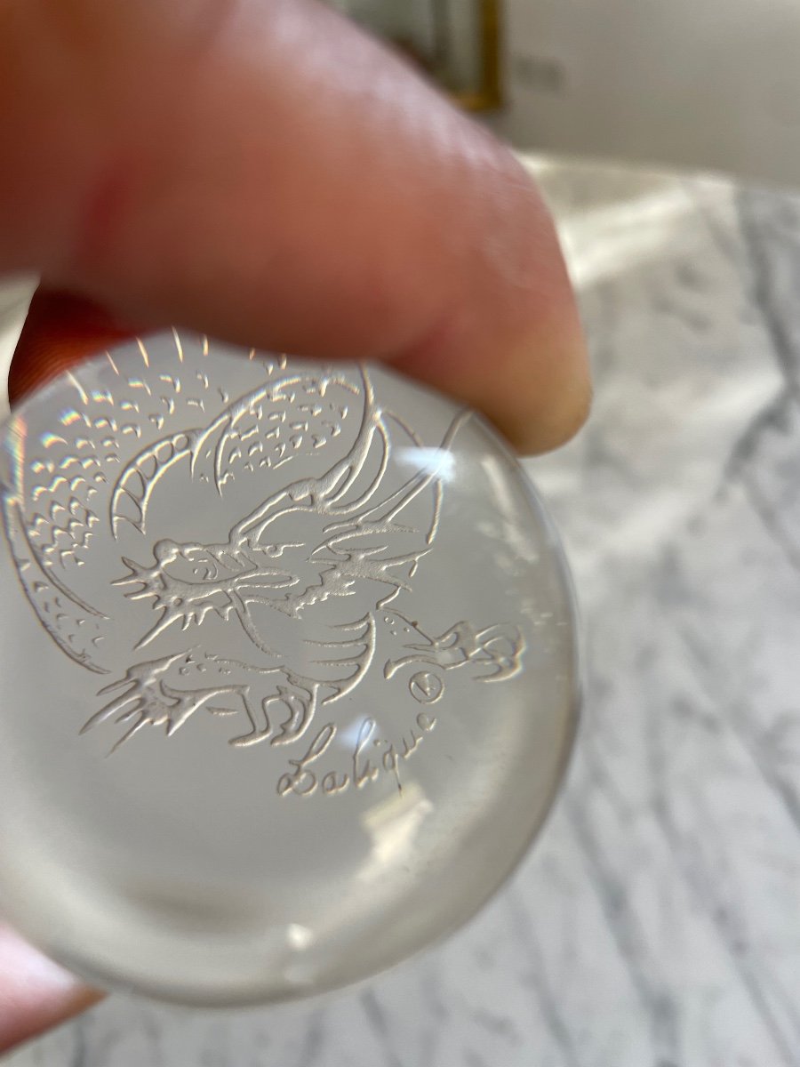 Lalique. Crystal Paperweight Engraved With A Dragon-photo-4