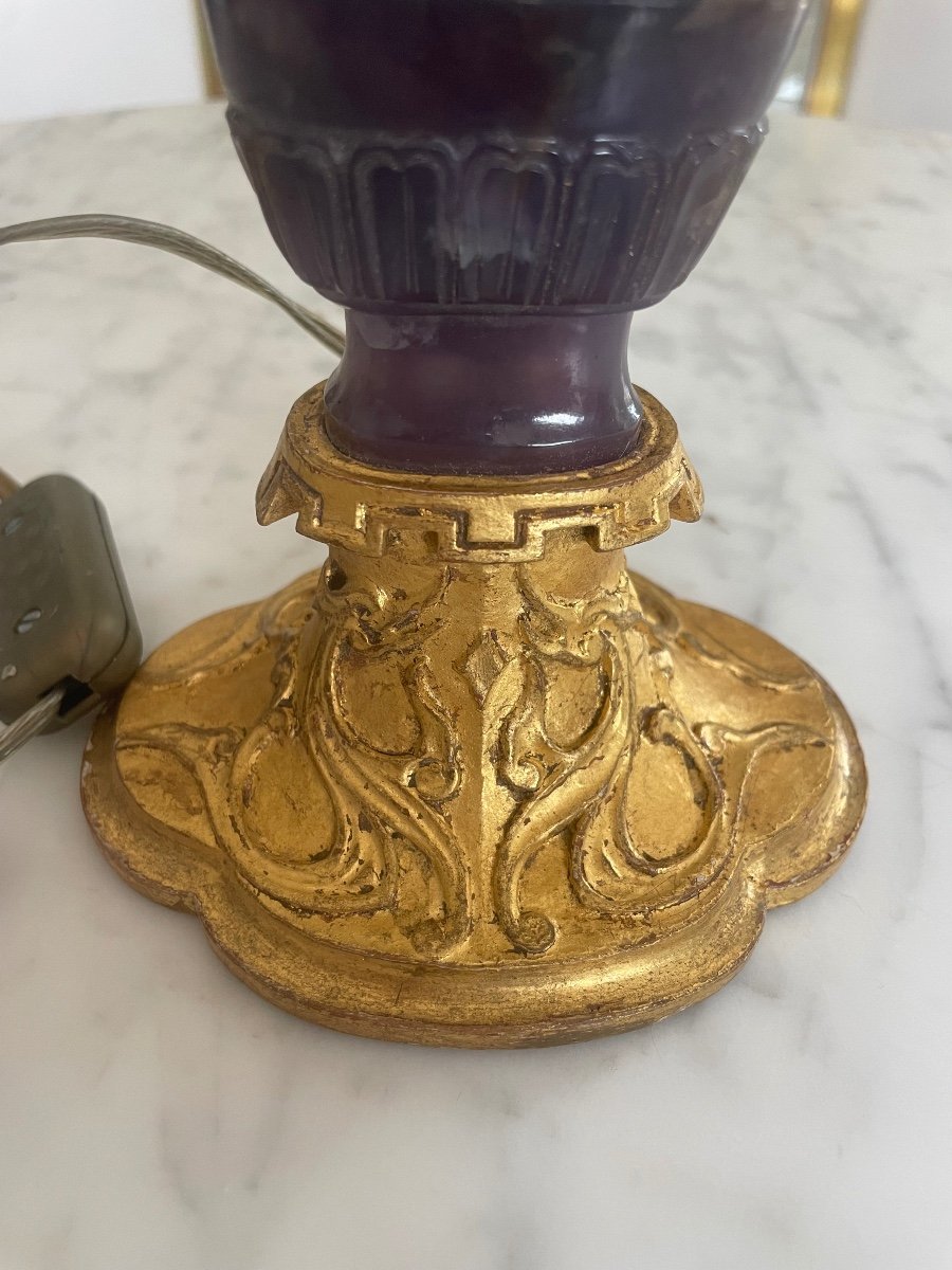 China: Carved Purple Quartz Covered Vase Mounted As A Lamp Base  -photo-4