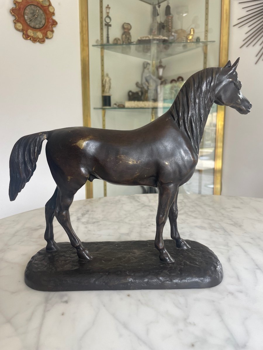 Pierre Jules Mene (1810-1879) d'Après.  Bronze Cheval à Patine Brune -photo-4