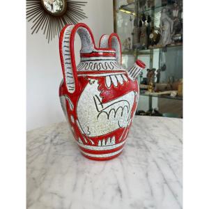 «Fratelli Fanciullacci » Vase Aux Chevaux En Céramique. Vers 1960