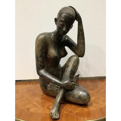 Pierre Chenet (20th Century) Young Seated Thinker