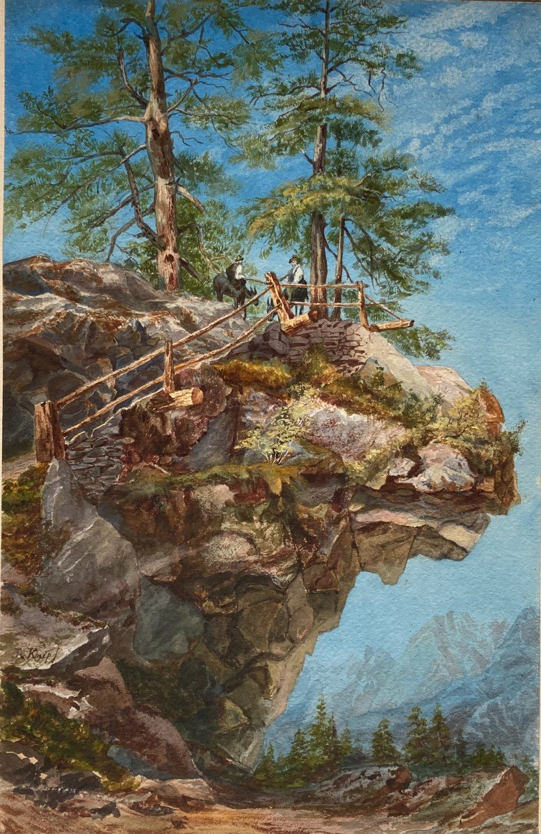 Josephus Augustus KNIP (1777-1847), Paysage Pittoresque Des Alpes Au Rocher Anthropomorphe