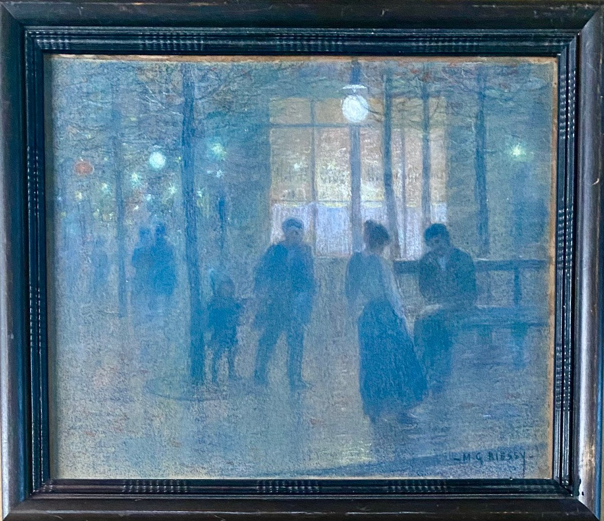 Marie-gabriel Biessy (1854-1935) The Grands Boulevards, Night Effect, Circa 1900, Pastel