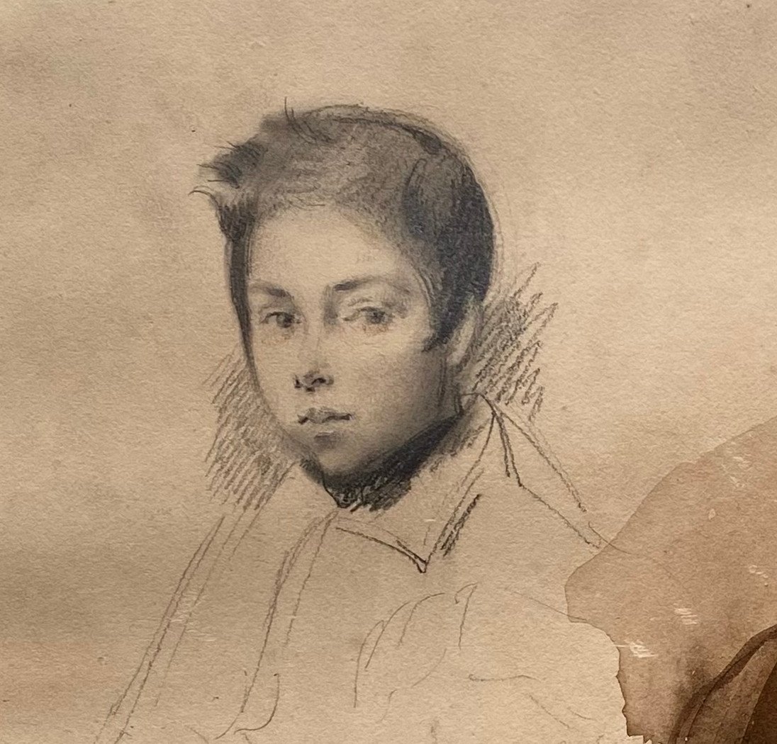 Alexandre-marie Colin (1798-1875) Attributed To, Studies, Portraits, Drawing Graphite Ink-photo-2