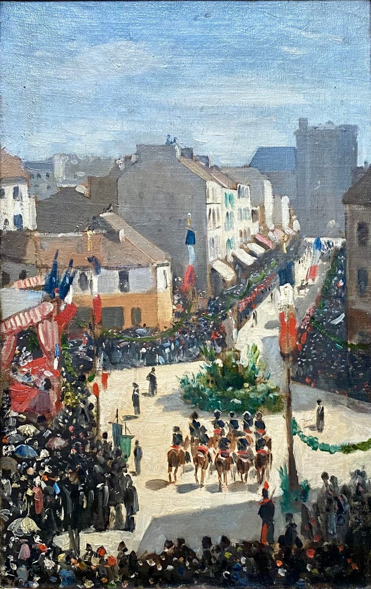 Paul Victor Mathey (1844-1929), The 14th Of July Celebration In Ault, Oil On Canvas. Impressionism-photo-2