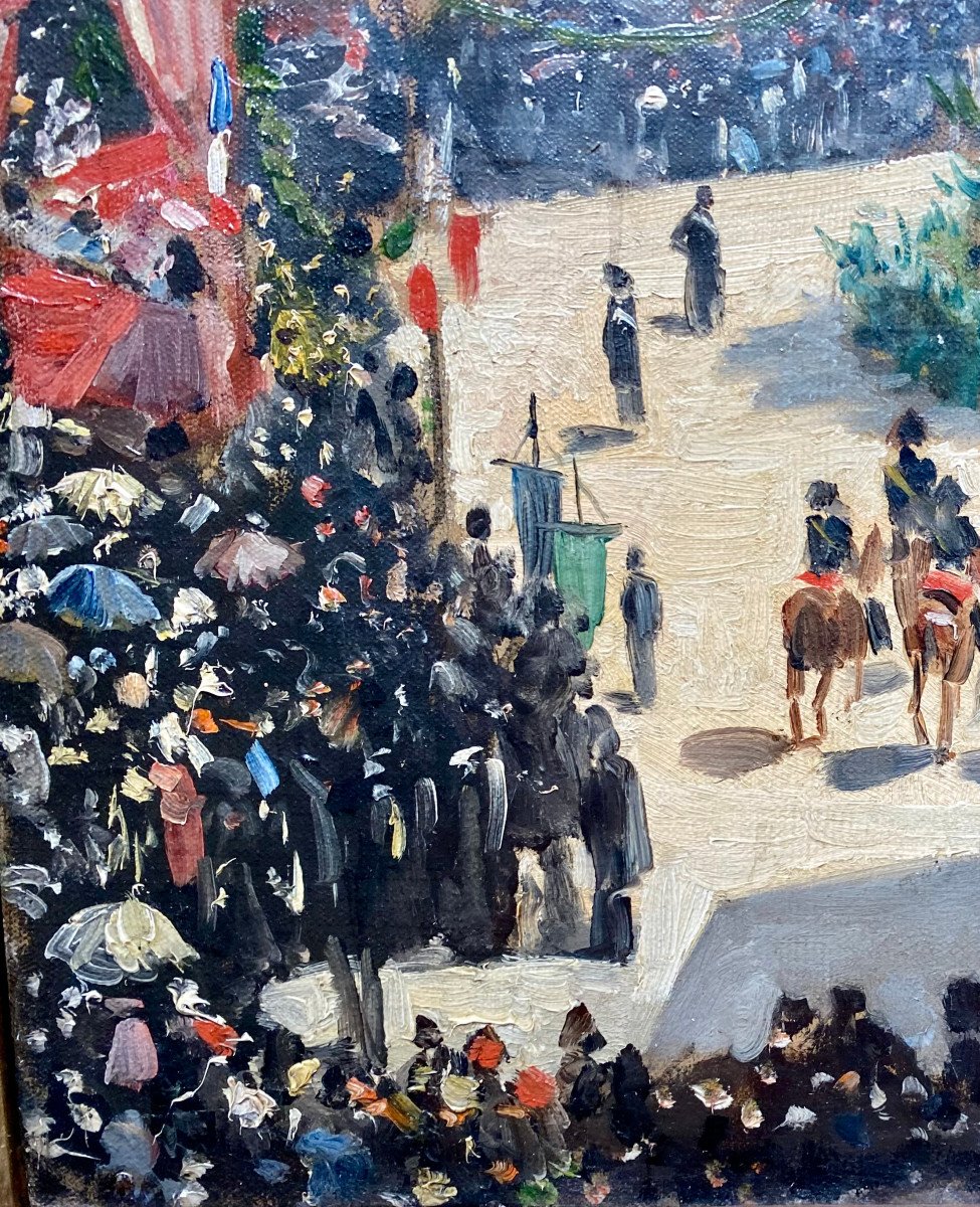 Paul-Victor MATHEY (1844-1929),  La Fête du 14 juillet, Huile sur toile . Impressionisme-photo-1