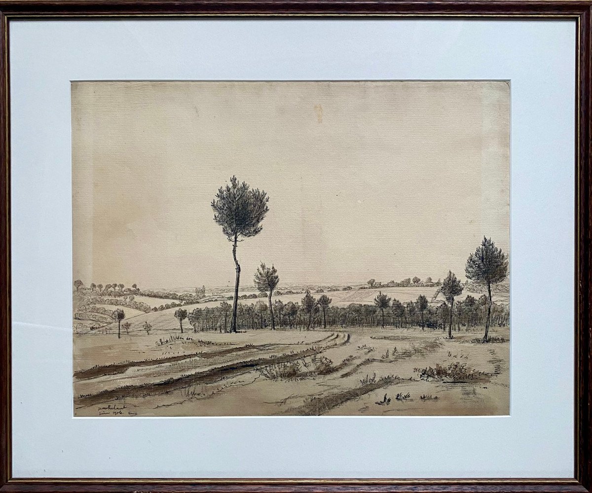 Jean Frélaut (1879-1954), Landscape Of Morbihan, Pen And Indian Ink, Dated 1900