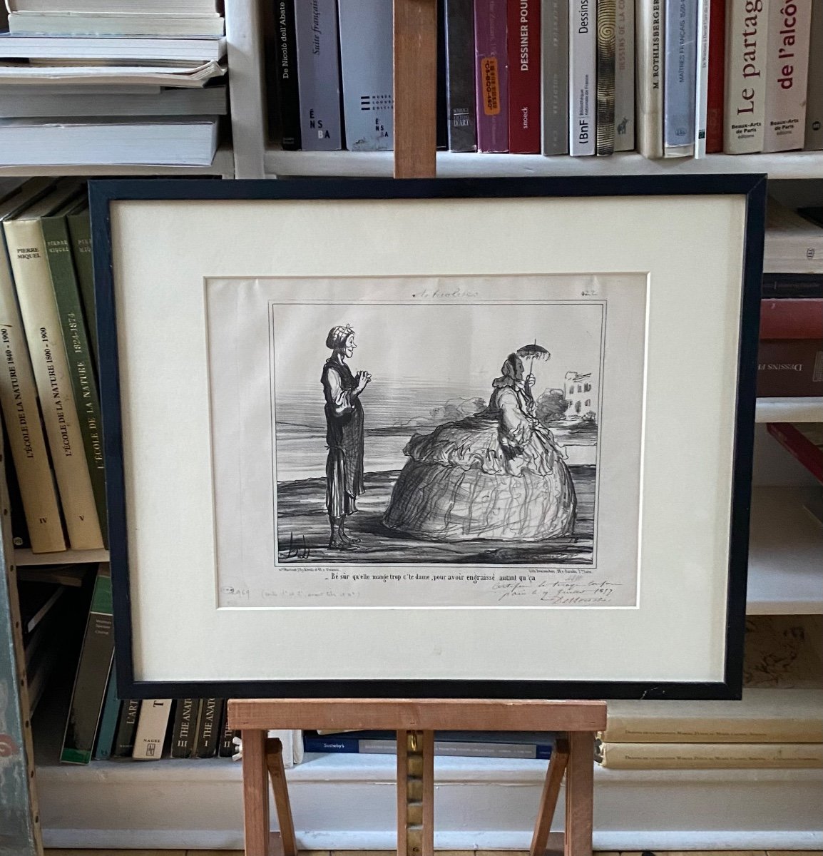 Honoré Daumier, Extremely Rare Lithograph, Notice To Feminists, News Series, Print On White -photo-3