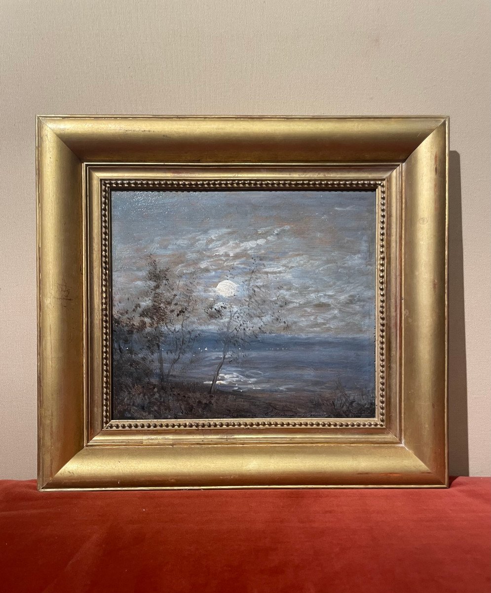 Félix Ziem (1821-1911) Moonlight, Saint-hélène, Oil On Panel, Signed And Dated 1895-photo-3