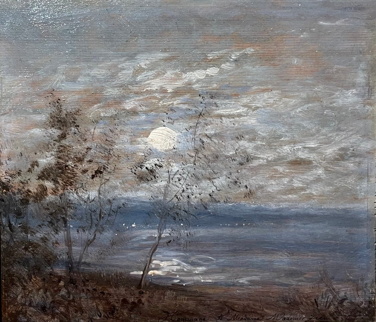 Félix ZIEM  (1821-1911) Clair de Lune, Saint-Hèléne , Huile sur panneau, Signé et daté 1895-photo-2