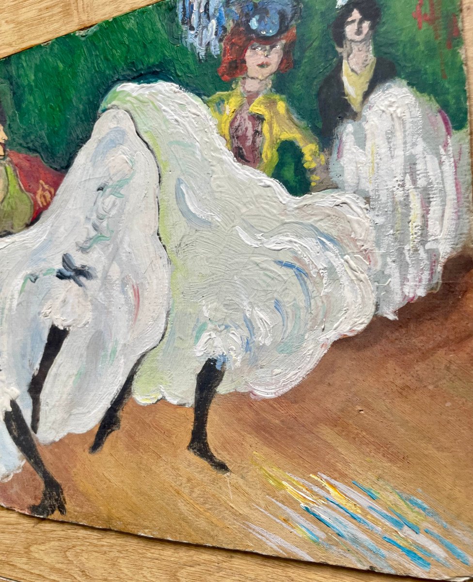 Ecole Française  Vers 1900, Le French Cancan, Huile Sur Carton, Reprise d'Un Pastel De Picasso -photo-5