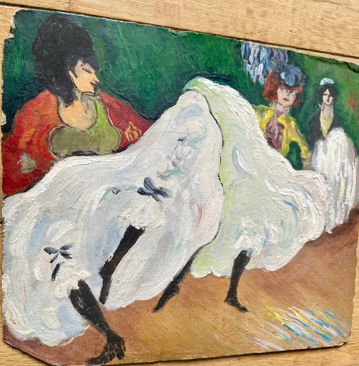 Ecole Française  Vers 1900, Le French Cancan, Huile Sur Carton, Reprise d'Un Pastel De Picasso -photo-6