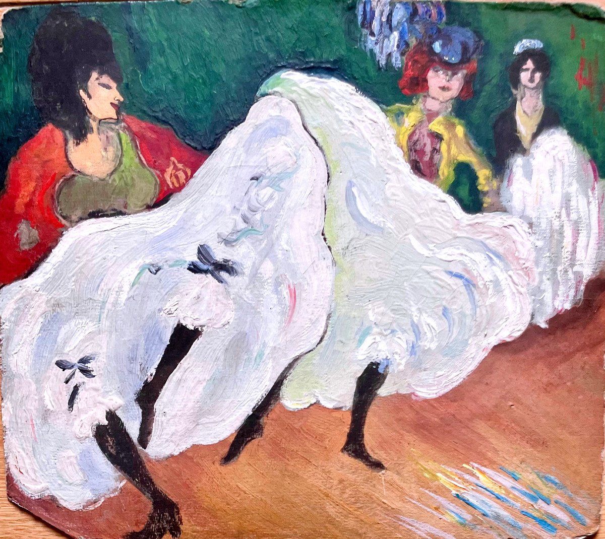 Ecole Française  Vers 1900, Le French Cancan, Huile Sur Carton, Reprise d'Un Pastel De Picasso 