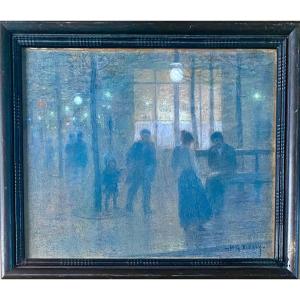 Marie-gabriel Biessy (1854-1935) The Grands Boulevards, Night Effect, Circa 1900, Pastel