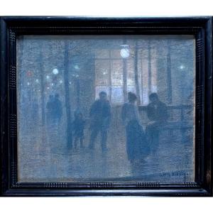 Marie-Gabriel BIESSY (1854-1935) Les Grands Boulevards, Effet De Nuit, Vers 1900, Pastel 