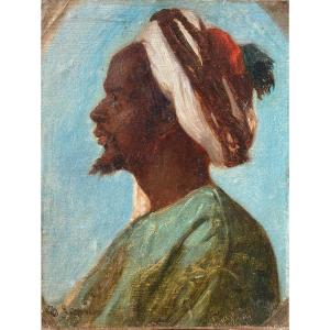 Charles Zacharie LANDELLE (1821-1908) , Portrait Orientaliste, Maroc, 1853, Huile Sur Papier