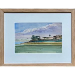 Jean Frélaut (1879-1954), Pair Of Watercolors, Views Of The Gulf Of Morbihan, Circa 1900