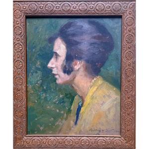 Gaston Hoffmann (1883-1977) Portrait Of A Woman In Profile, Oil On Cardboard, Signed And Dated 1925