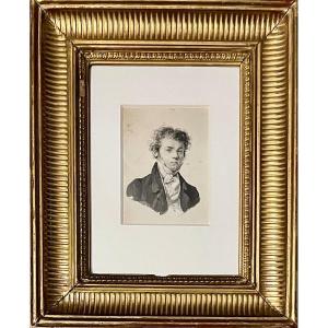 French School Circa 1820, Portrait Of A Young Man, Pen And Ink Wash 