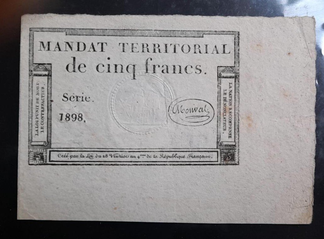 Territorial Mandate 5 Francs Year 4 