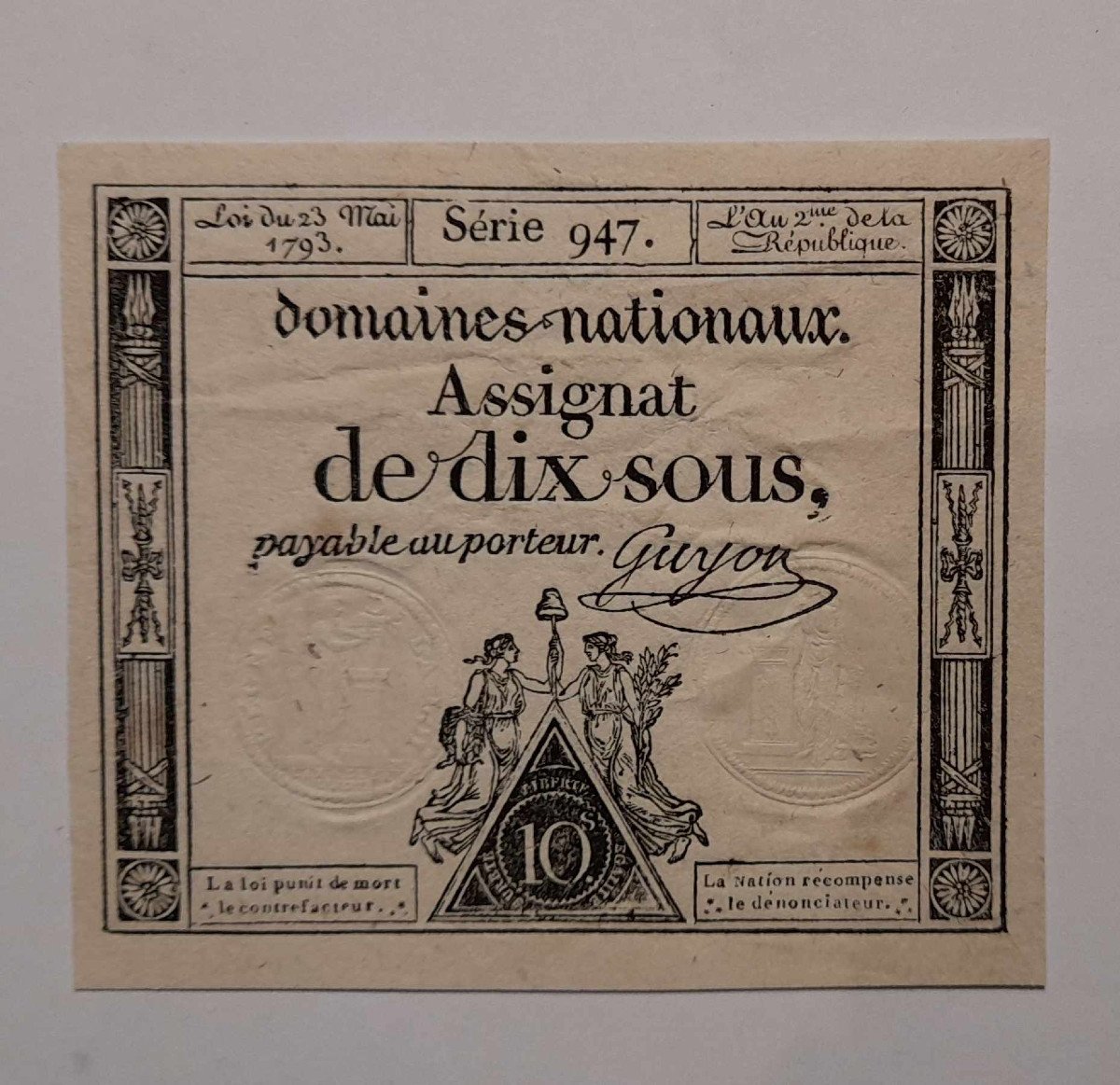 Assignat 15 Sols 23 Mai 1793 SPL / comme neuf  + assignat 10 sous 1793 SUP+-photo-2