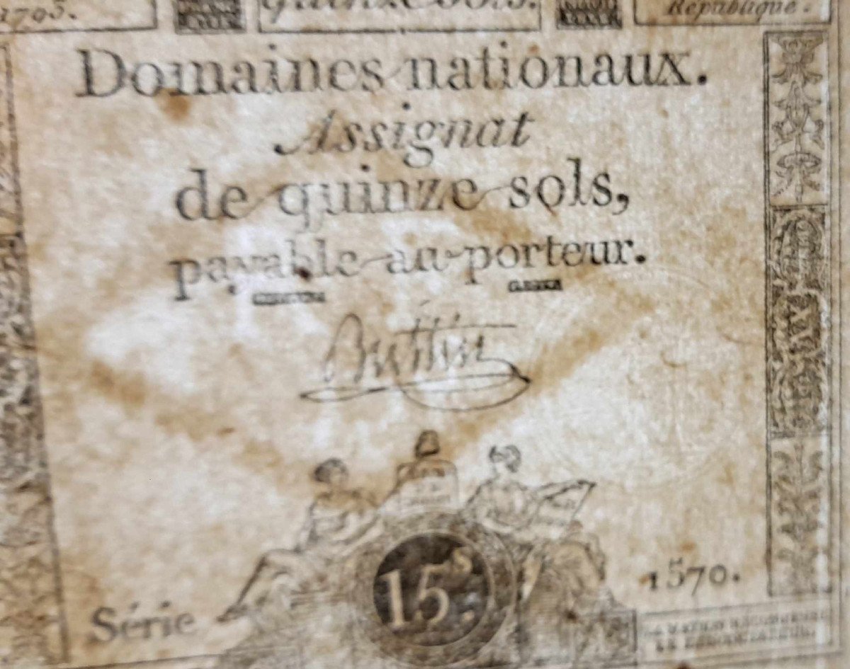 Assignat 15 Sols 23 Mai 1793 SPL / comme neuf  + assignat 10 sous 1793 SUP+-photo-5