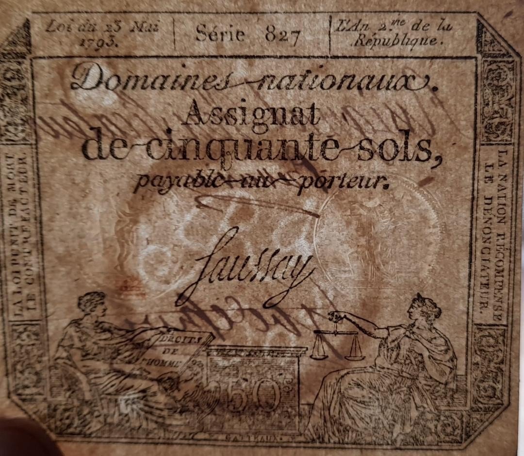 Assignat Verifier Of 50 Sols 1793 Year 2-photo-3