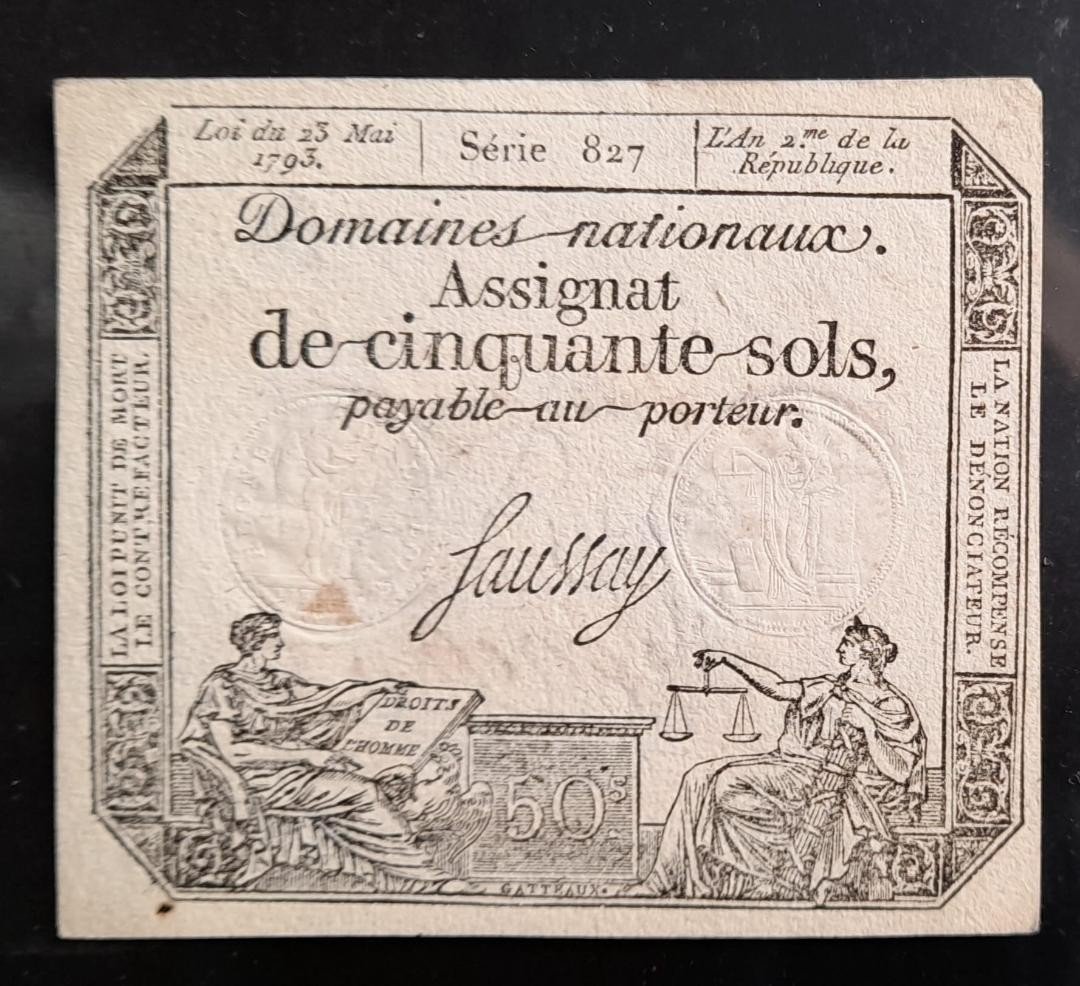 Assignat Verifier Of 50 Sols 1793 Year 2