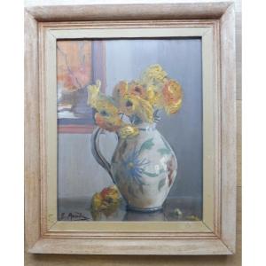 Oil Painting On Panel Floral Composition Jeanne Moride Nabis Group