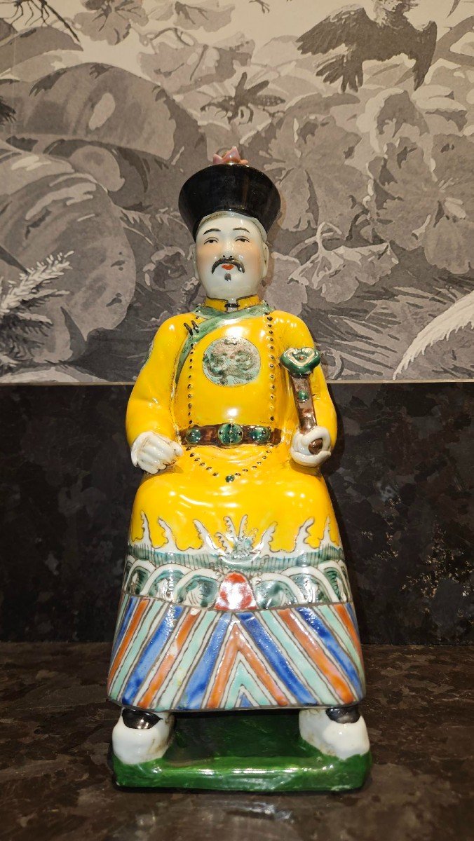 Dignitaire Chinois – Porcelaine Polychrome Aux émaux De La Famille Verte – Chine, Fin XIXème