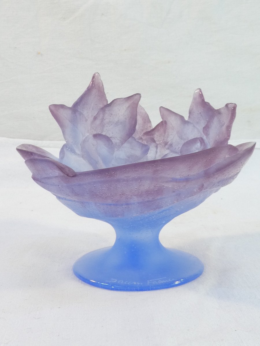 Daum Nancy Bowl On Foot In Crystal Paste Model Orchidea Amethyste-photo-2