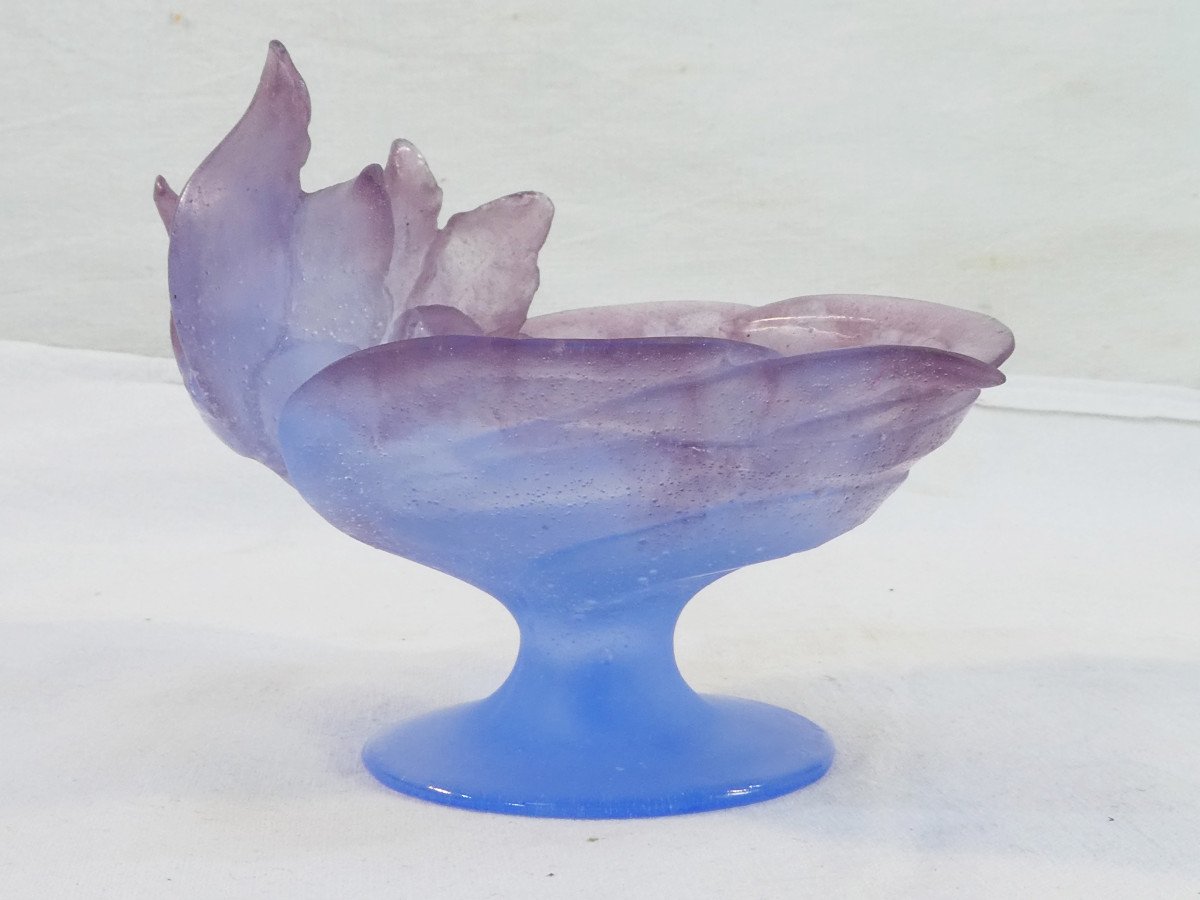 Daum Nancy Bowl On Foot In Crystal Paste Model Orchidea Amethyste-photo-1