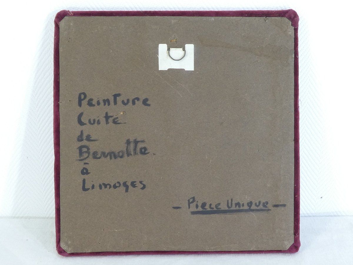 Pierre Bernotte Limoges Painted Ceramic Tile Unique Piece 1/1 Dated 1966-photo-2