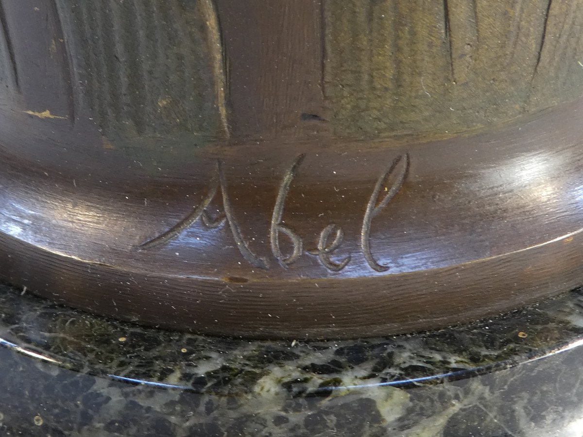Large Iris Vase In Art Nouveau Bronze Signed Abel-photo-2