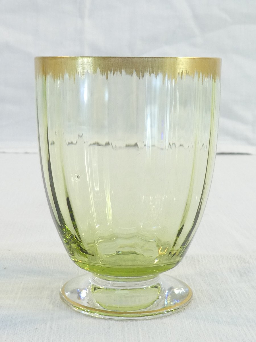 Rare Night Service In Green Tinted Crystal Baccarat / Daum / St Louis / St Denis-photo-6