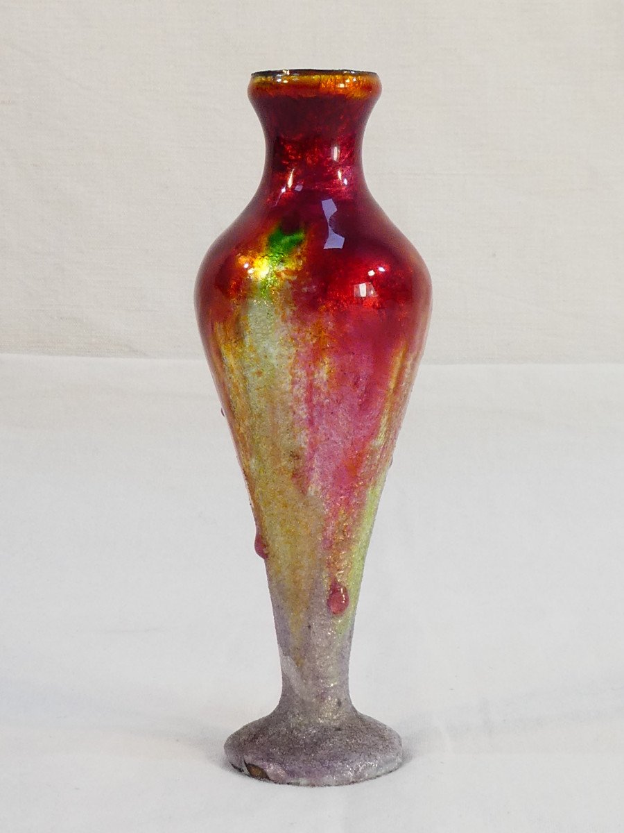 Vase soliflore CAMILLE FAURÉ LIMOGES en émail-photo-1
