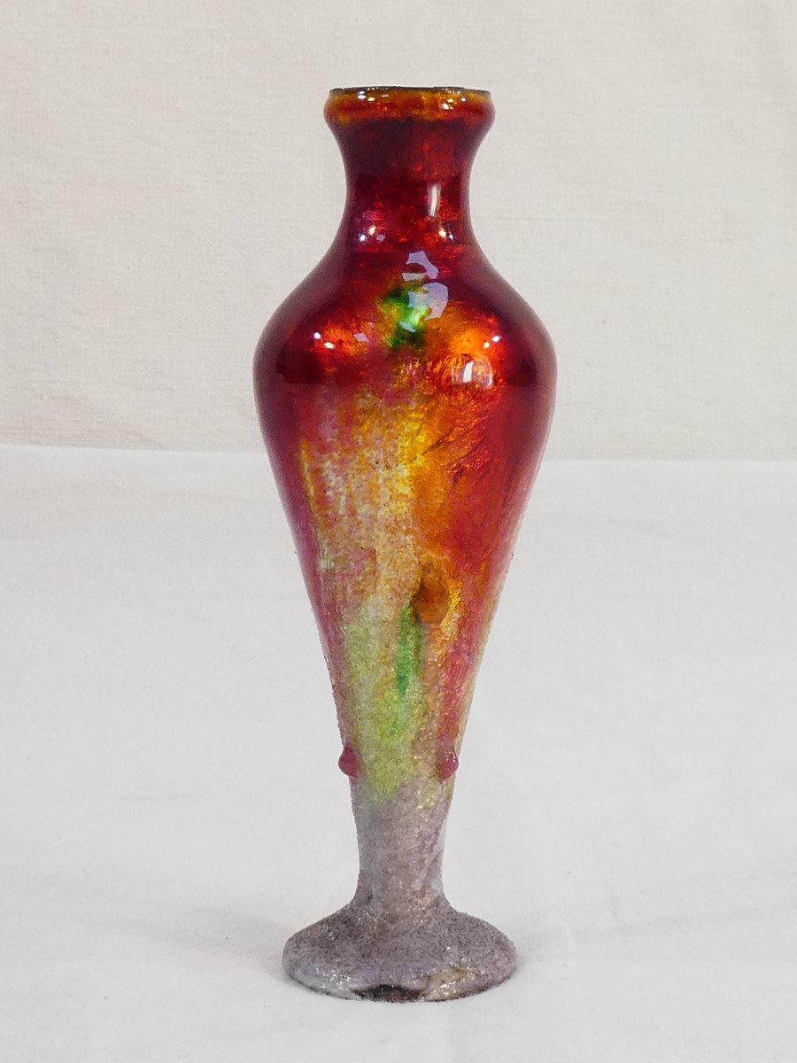 Camille Fauré Limoges Enamel Soliflore Vase-photo-2