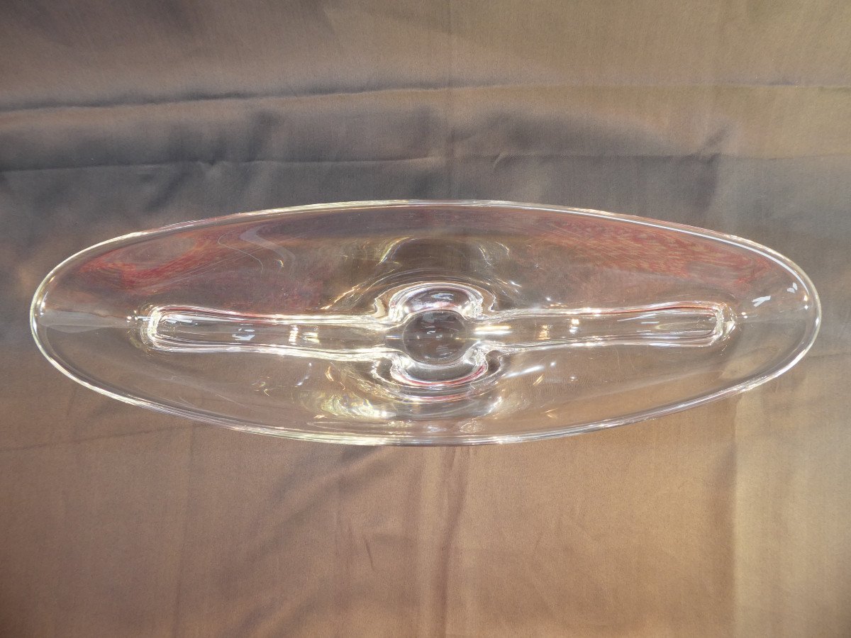 Large Crystal Fruit Bowl Signed Daum France-photo-3