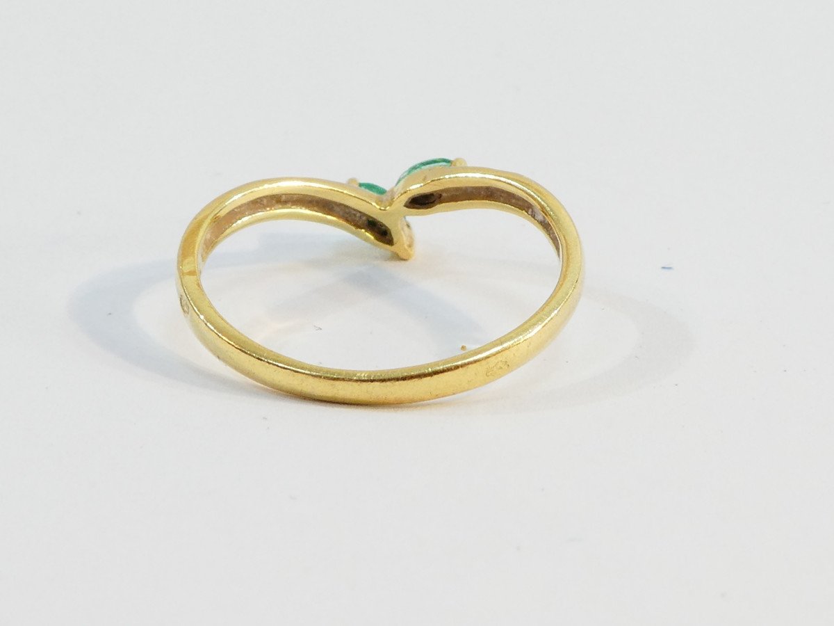 18-karat Yellow Gold Ring With Emeralds And Diamonds-photo-2