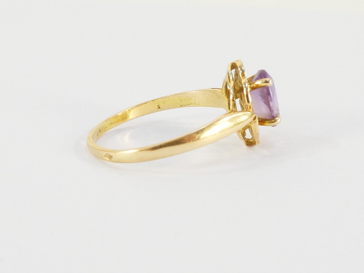 Bague en OR jaune 18 carats avec amethyste-photo-4